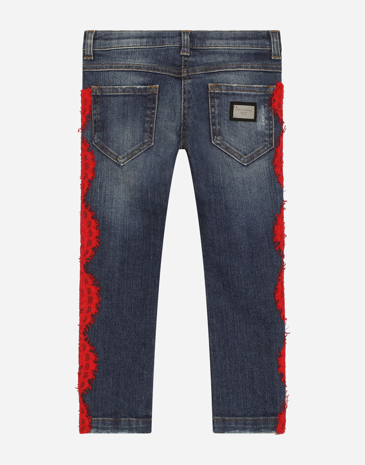 Dolce & Gabbana Stretch denim jeans with lace bands Multicolor L52F62LDB20
