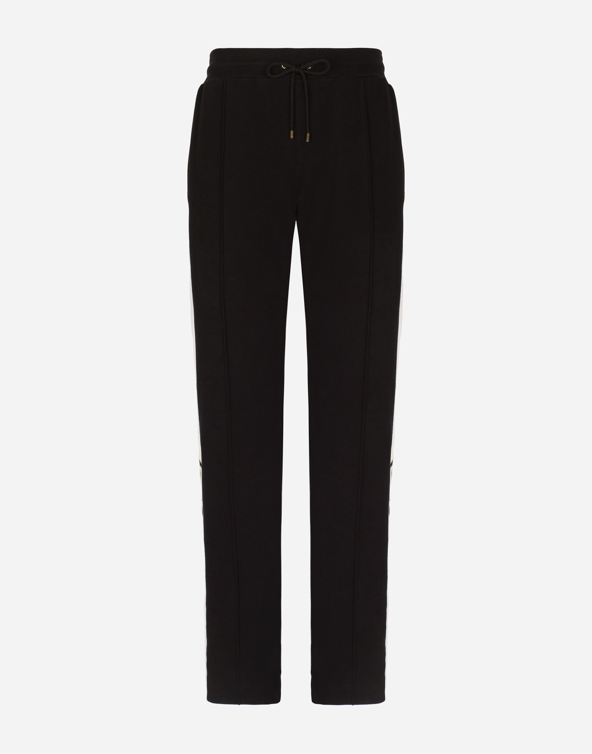 Dolce & Gabbana Jersey jogging pants with embroidered bands Black G9AHFTGG065