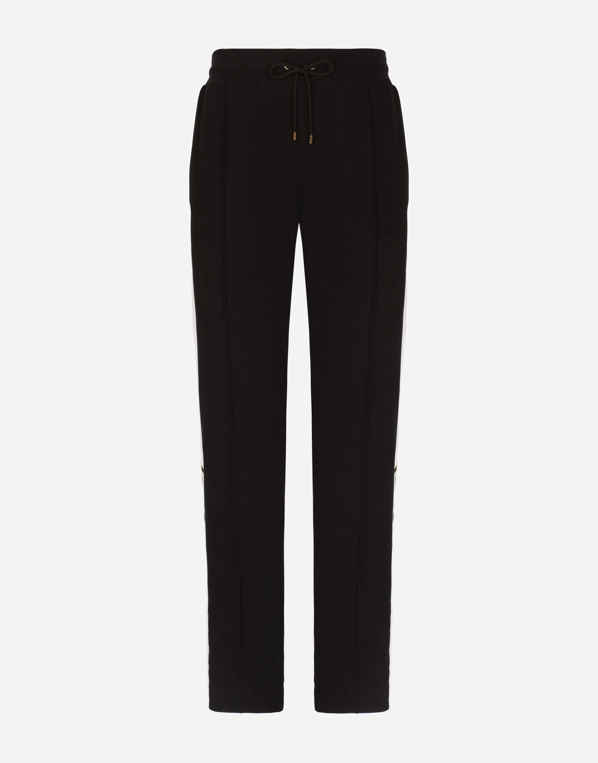 Dolce & Gabbana Jersey jogging pants with embroidered bands Black G9AHFTGG065