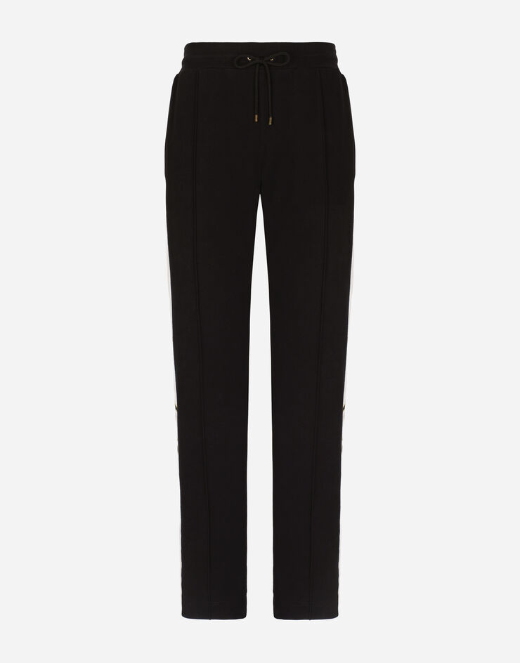 Dolce & Gabbana Jersey jogging pants with embroidered bands Black GVR7HZG7I3I