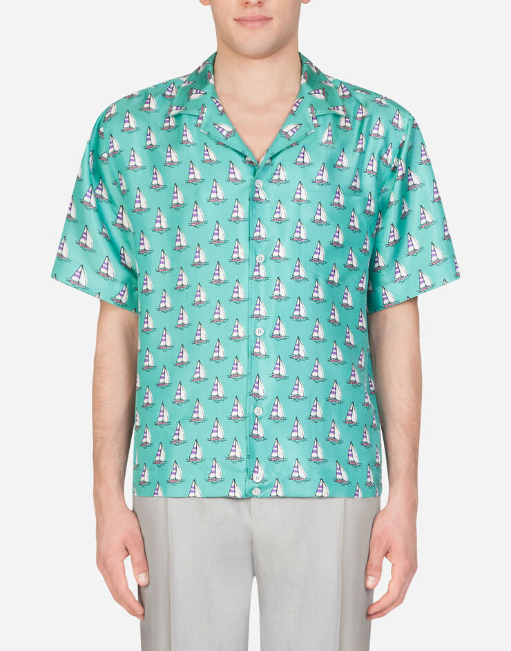 Dolce & Gabbana Hawaii shirt in sailboat print GREEN G5GX1THS187