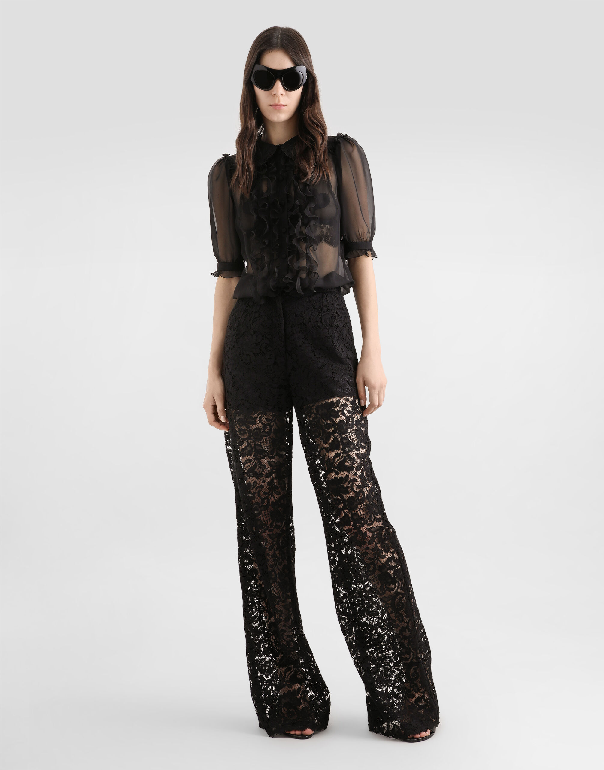 Blackのウィメンズ Cordonetto lace trousers | Dolce&Gabbana®