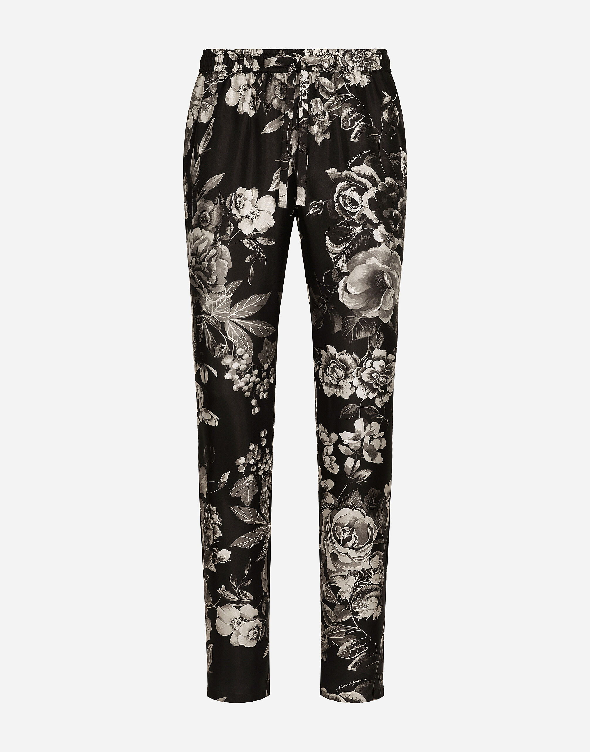 Dolce & Gabbana Jogginghose aus Seidentwill Blumenprint Mehrfarbig GY6UETFR4BP