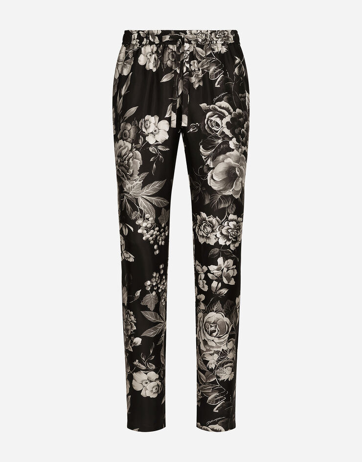 Dolce & Gabbana Silk twill jogging pants with floral print Print GVCRATIS1VS