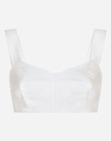 Dolce & Gabbana Jacquard top with all-over DG logo White F8T00TGDCBQ