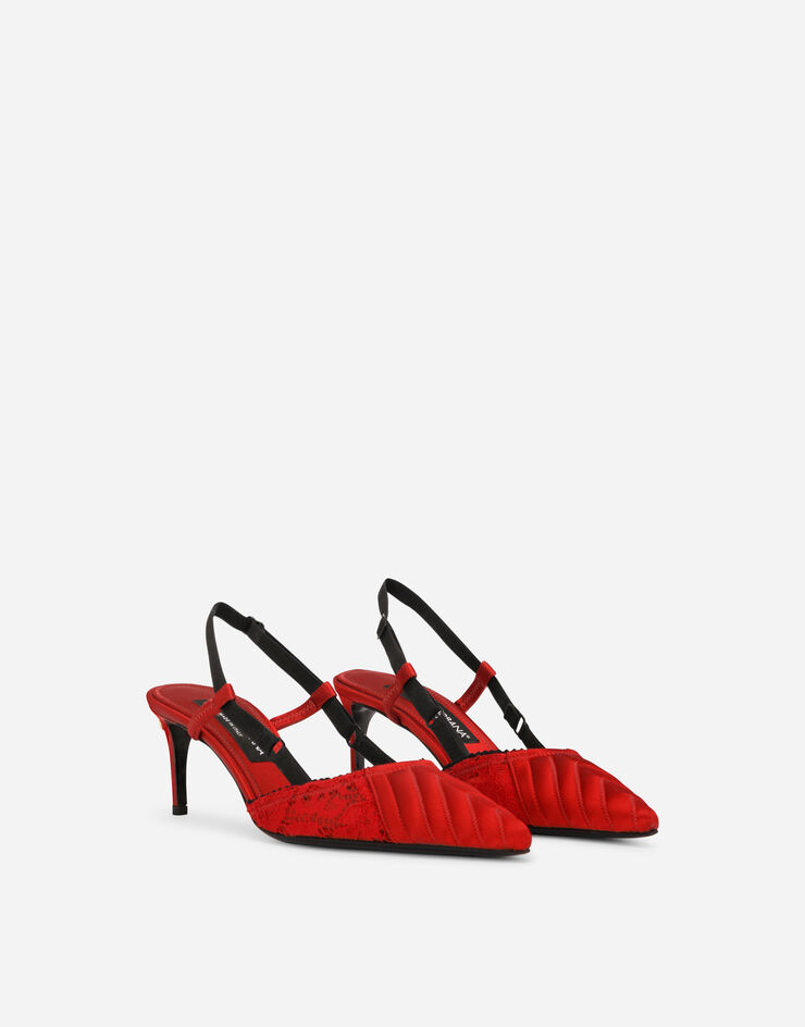 Corset-style satin slingbacks in Red for | Dolce&Gabbana® US