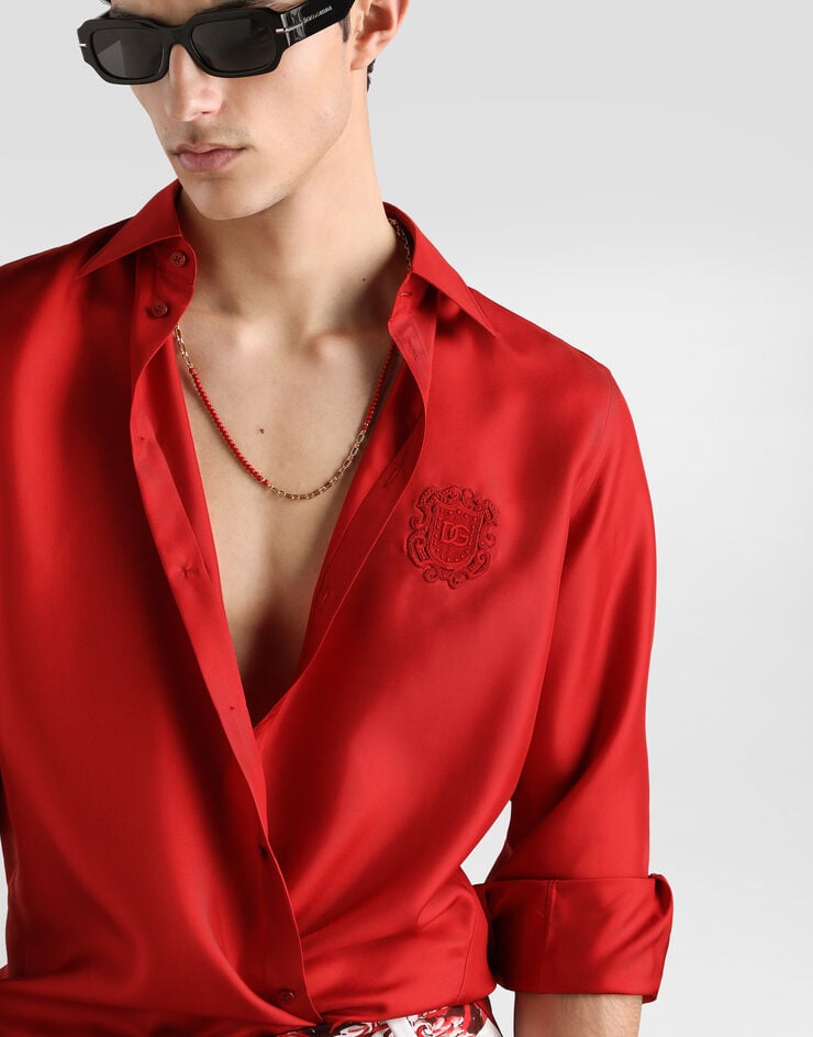 Dolce & Gabbana Martini shirt in silk twill Red G5ML1ZFU1XB