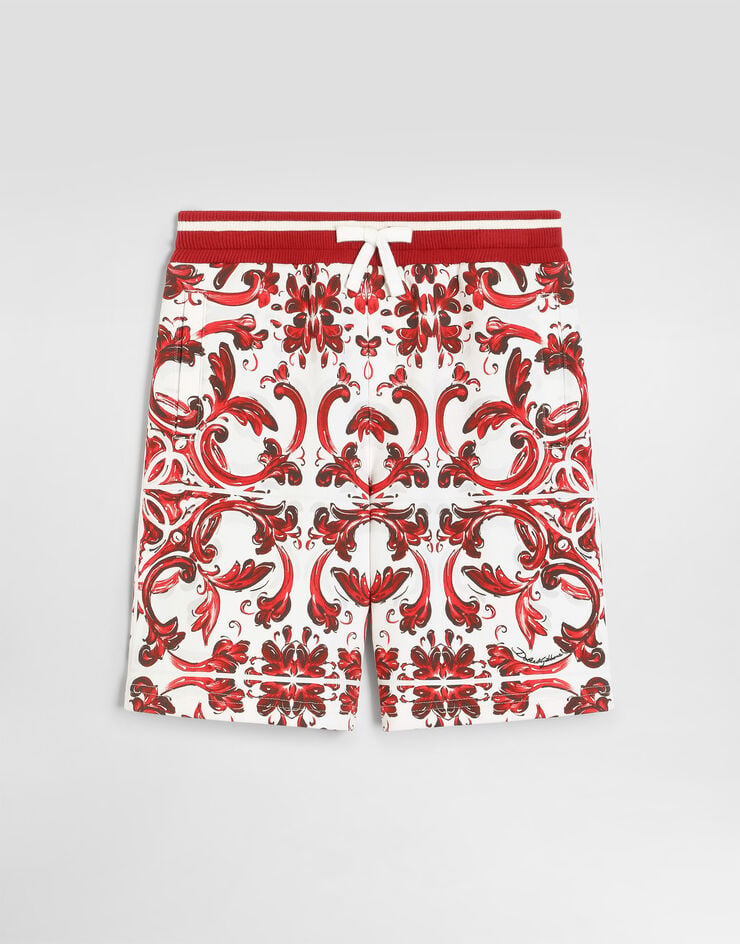 Dolce & Gabbana Bermudas en felpa con estampado de mayólica Dolce & Gabbana Bermudas en felpa con estampado de mayólica Multicolor L4JQR4II7KU
