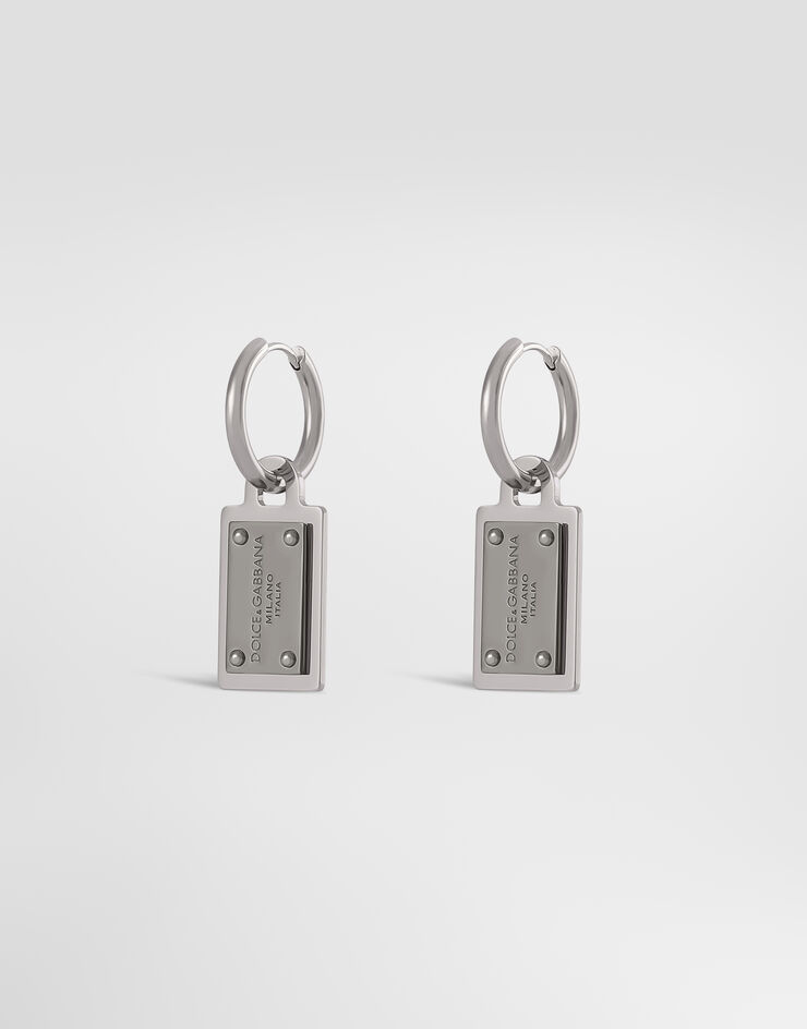 Dolce & Gabbana earrings with Dolce&Gabbana logo tag Dolce & Gabbana earrings with Dolce&Gabbana logo tag Silver WEP1T1W1111
