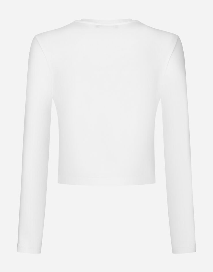 Dolce&Gabbana Long-sleeved T-shirt with Dolce&Gabbana logo White F8U49ZFU7EQ