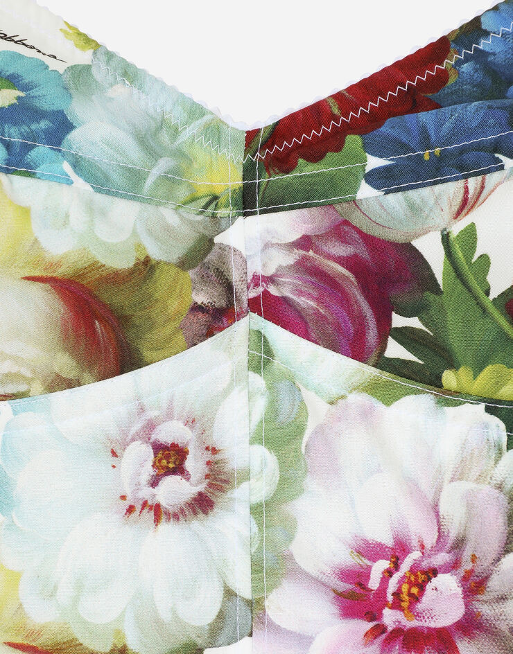 Dolce & Gabbana Cotton corset top with nocturnal flower print Print F7W98THS5Q2