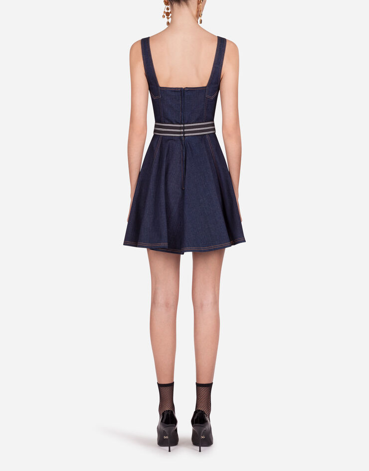 Dolce & Gabbana Short denim circle-skirt dress with belt BLU F6H3SDG898Z