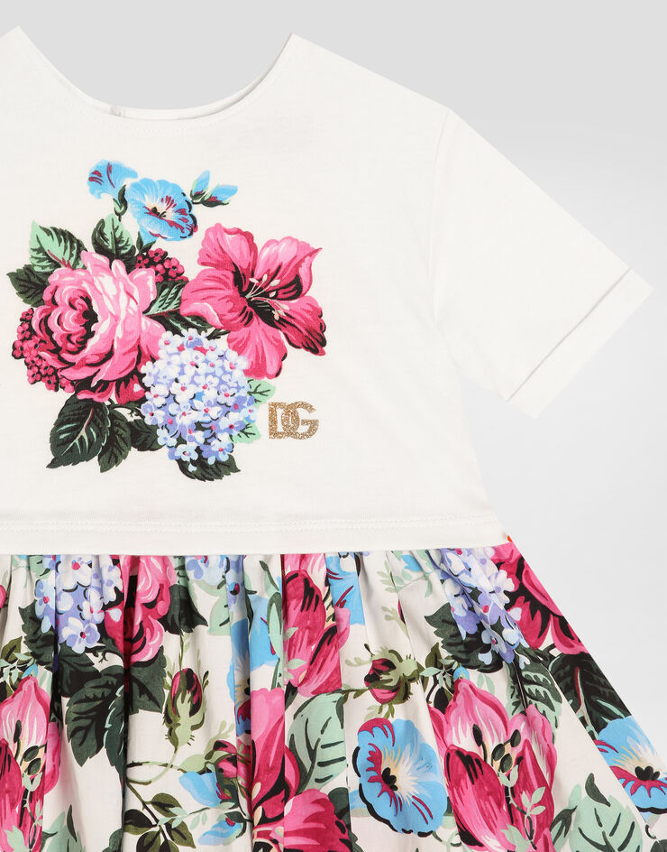 Dolce & Gabbana Printed poplin and jersey dress Multicolor L2JD9RG7O9N