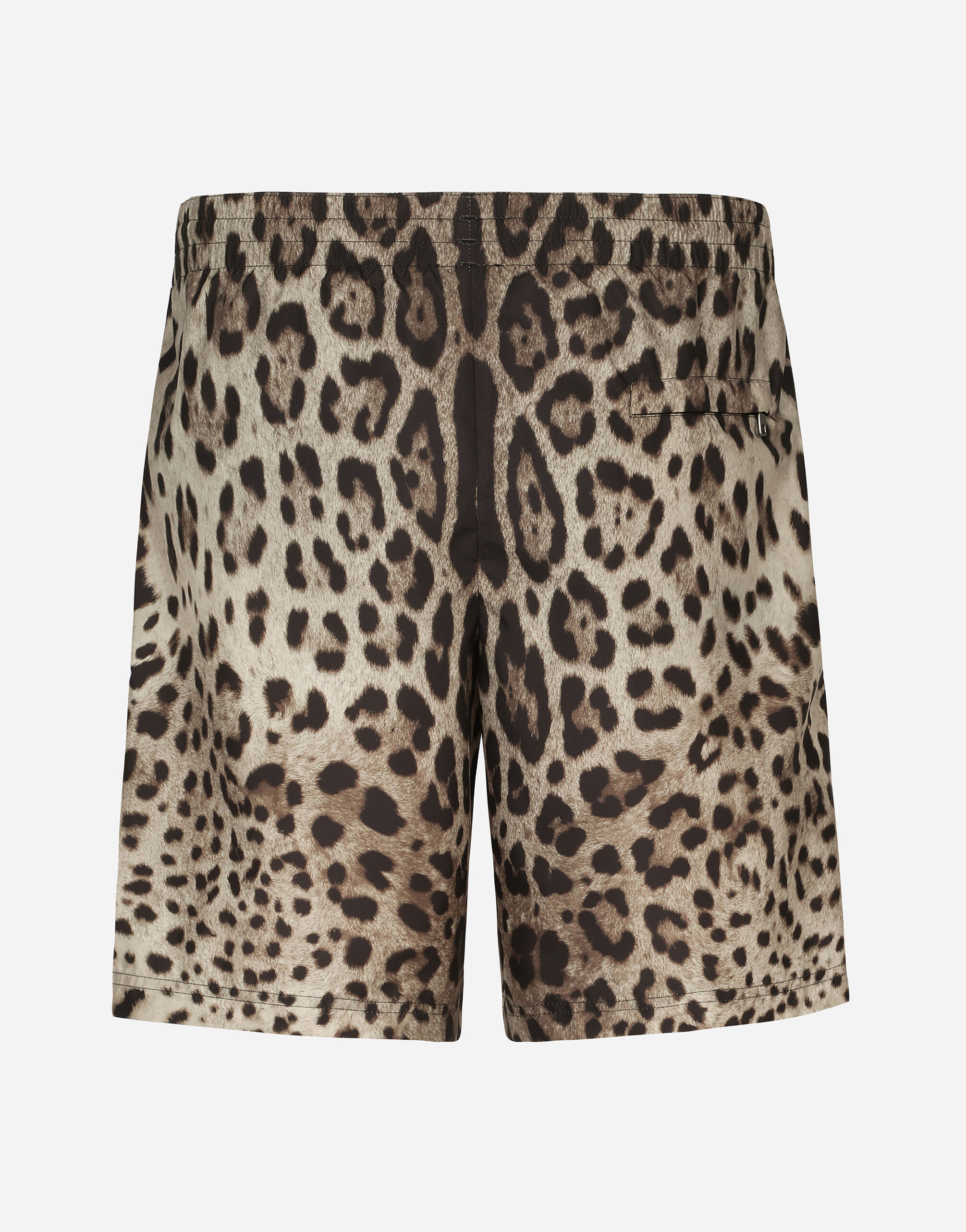 Mid length swim trunks with leopard print in Animal Print for for