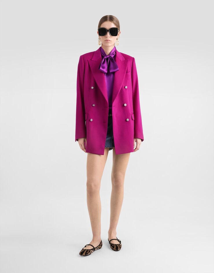Dolce & Gabbana Silk satin shirt with pussy-bow Multicolor F5Q44TFU1AU