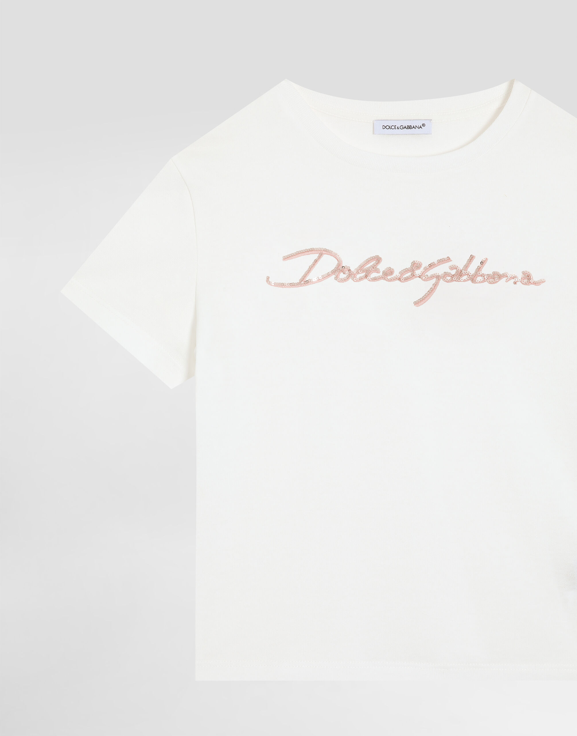 Jersey T-shirt with Dolce&Gabbana logo in White for Girls