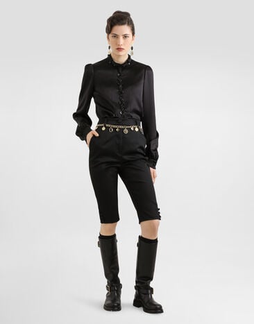 Dolce & Gabbana Oberteil aus Seidensatin Schwarz F7BA6ZFU1AU