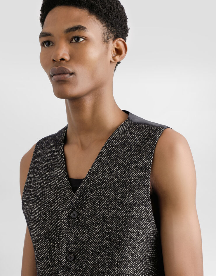 Dolce & Gabbana Wool chevron single-breasted vest Multicolor G7990TFCBAJ