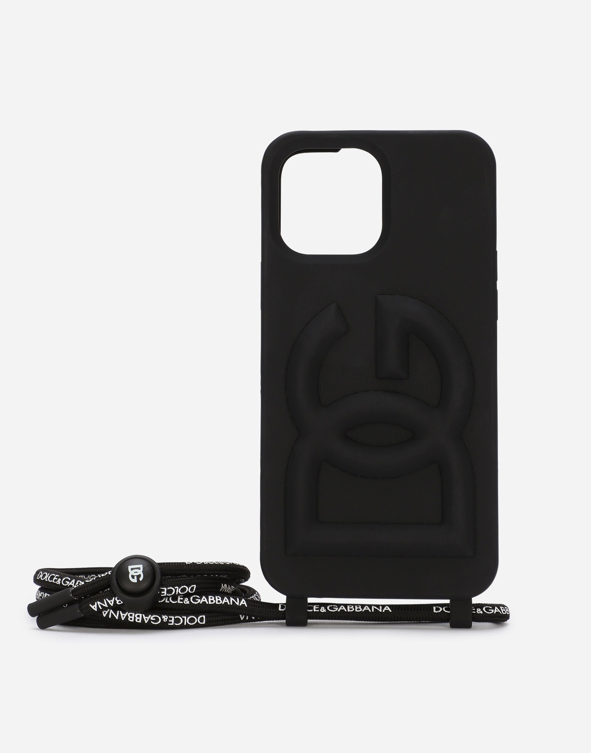 Dolce & Gabbana Funda para iPhone 13 Pro Max de goma con logotipo en relieve Negro BP3232AG816