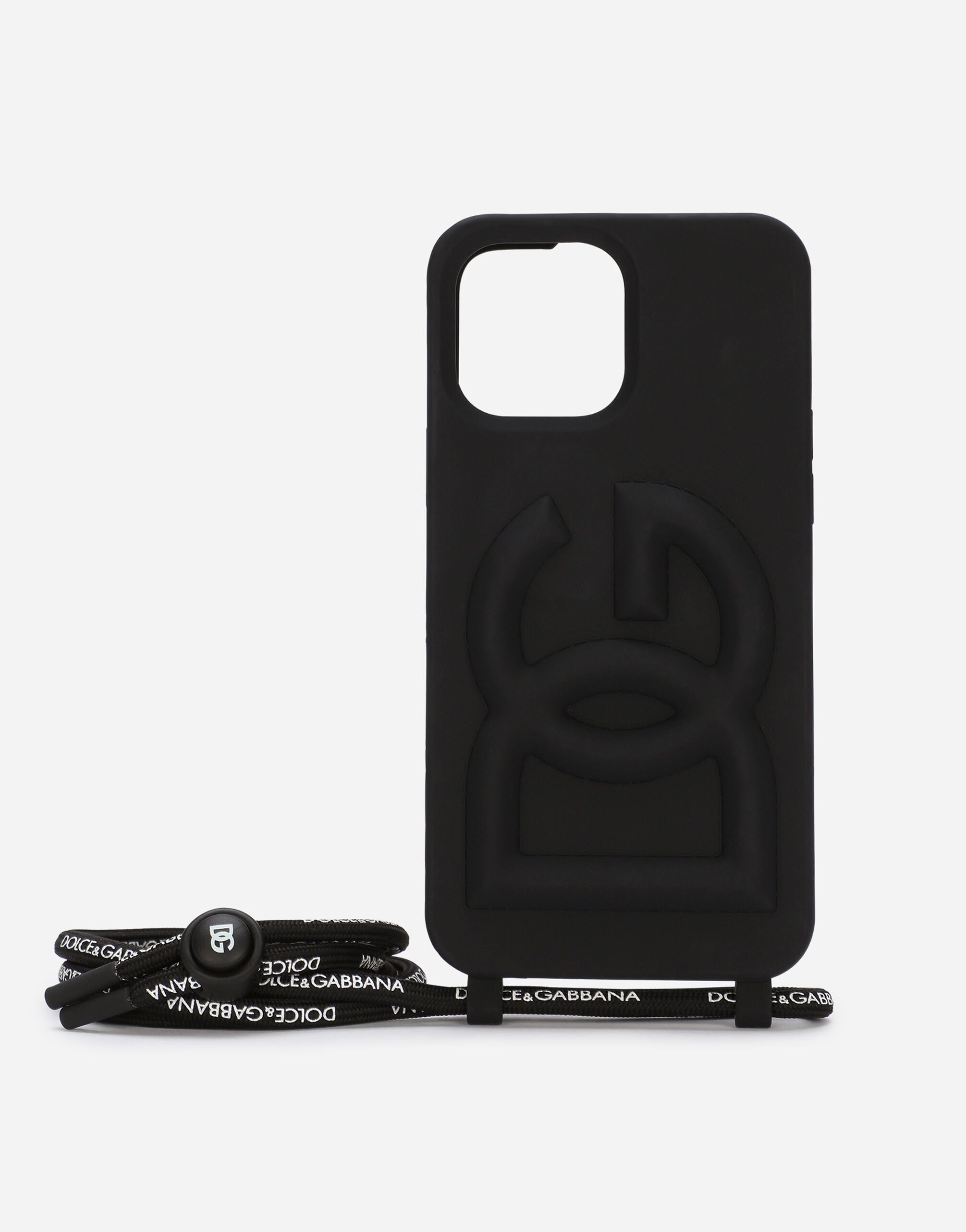 Dolce & Gabbana Coque pour iPhone 13 Pro Max en caoutchouc avec logo en relief Noir BP3232AG816