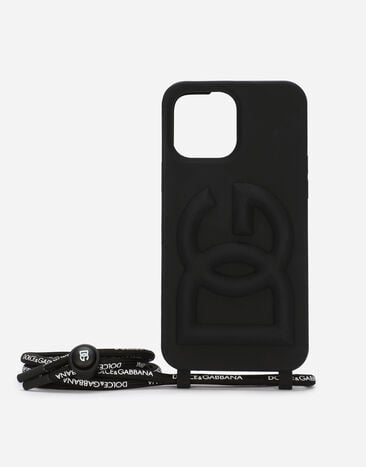 Dolce & Gabbana Чехол для iPhone 13 Pro Max из резины с рельефным логотипом черный BP3232AG816