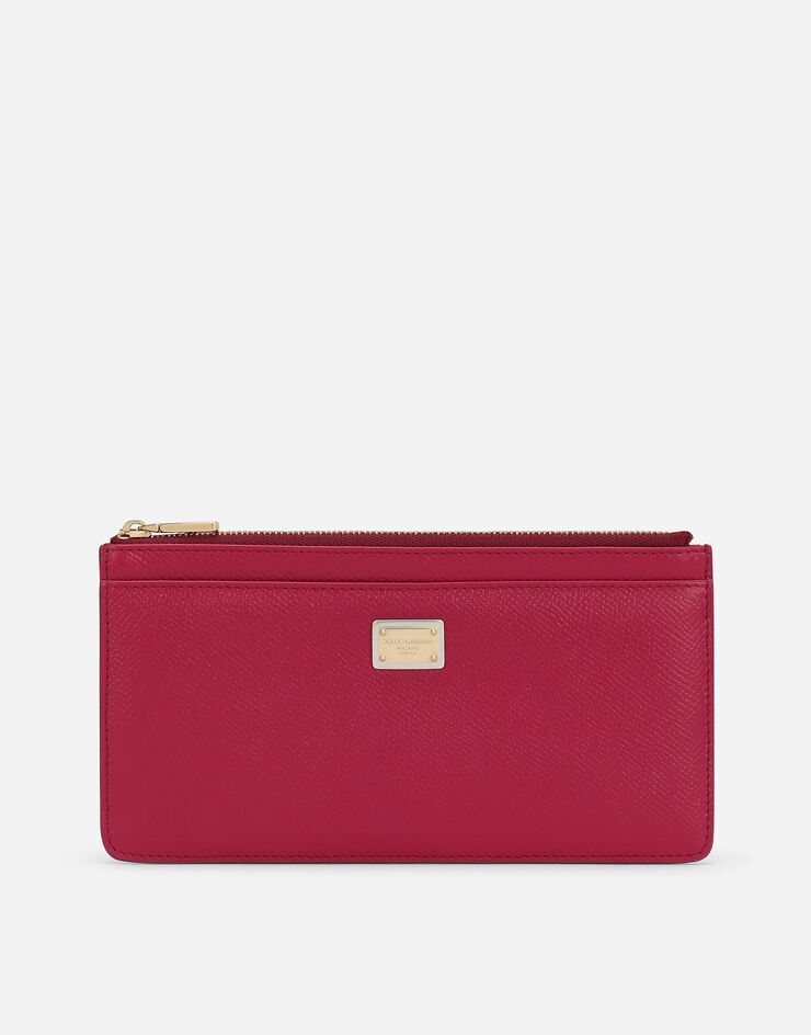 Dolce & Gabbana Porte-cartes grand format en cuir de veau Dauphine Fuchsia BI1265A1001