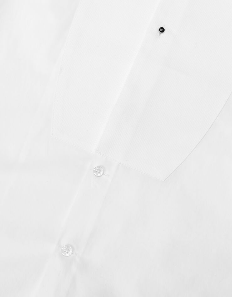 Dolce & Gabbana Chemise de smoking en coton avec plastron en piqué Blanc F5S30TFU5K9