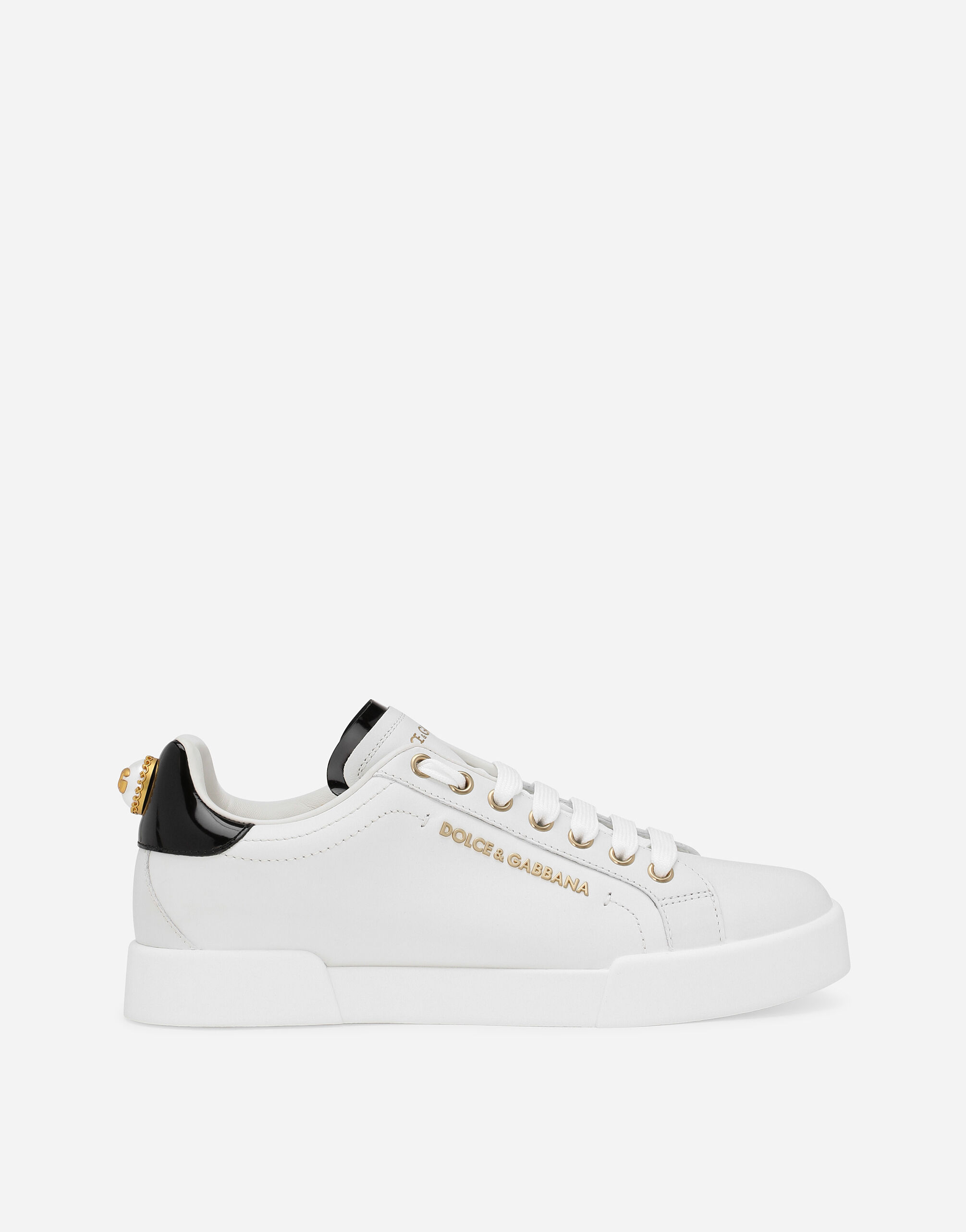 Dolce & Gabbana Calfskin nappa Portofino sneakers with lettering White/Pink CK1791AX589