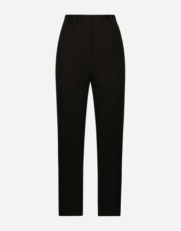 Dolce & Gabbana High-waisted wool gabardine cigarette pants Black FTAM0TFU28J