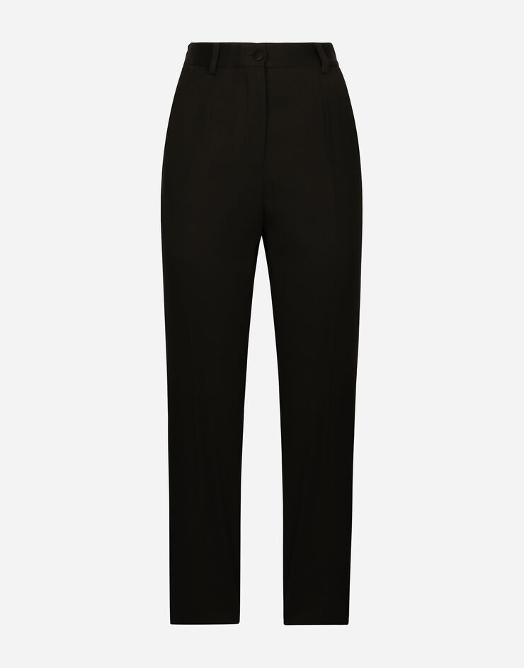 Dolce & Gabbana Pantalón pitillo de talle alto en gabardina de lana Negro FTAM0TFU28J