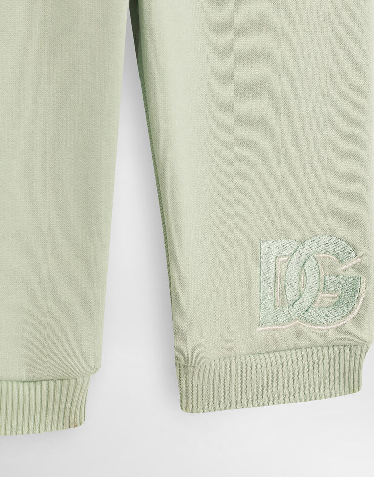 Dolce & Gabbana Oversized fleece trousers with DG embroidery Green L1JPGRG7PJP