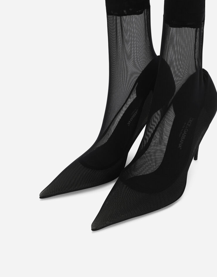 Dolce & Gabbana KIM DOLCE&GABBANAحذاء بوت برقبة للكاحل من تول مرن أسود CT0959AL786