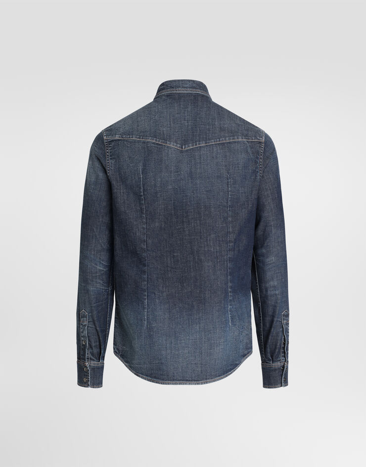 Dolce & Gabbana Gold shirt in denim with patch Dolce & Gabbana Gold shirt in denim with patch Blue G5JC8ZG8QH3
