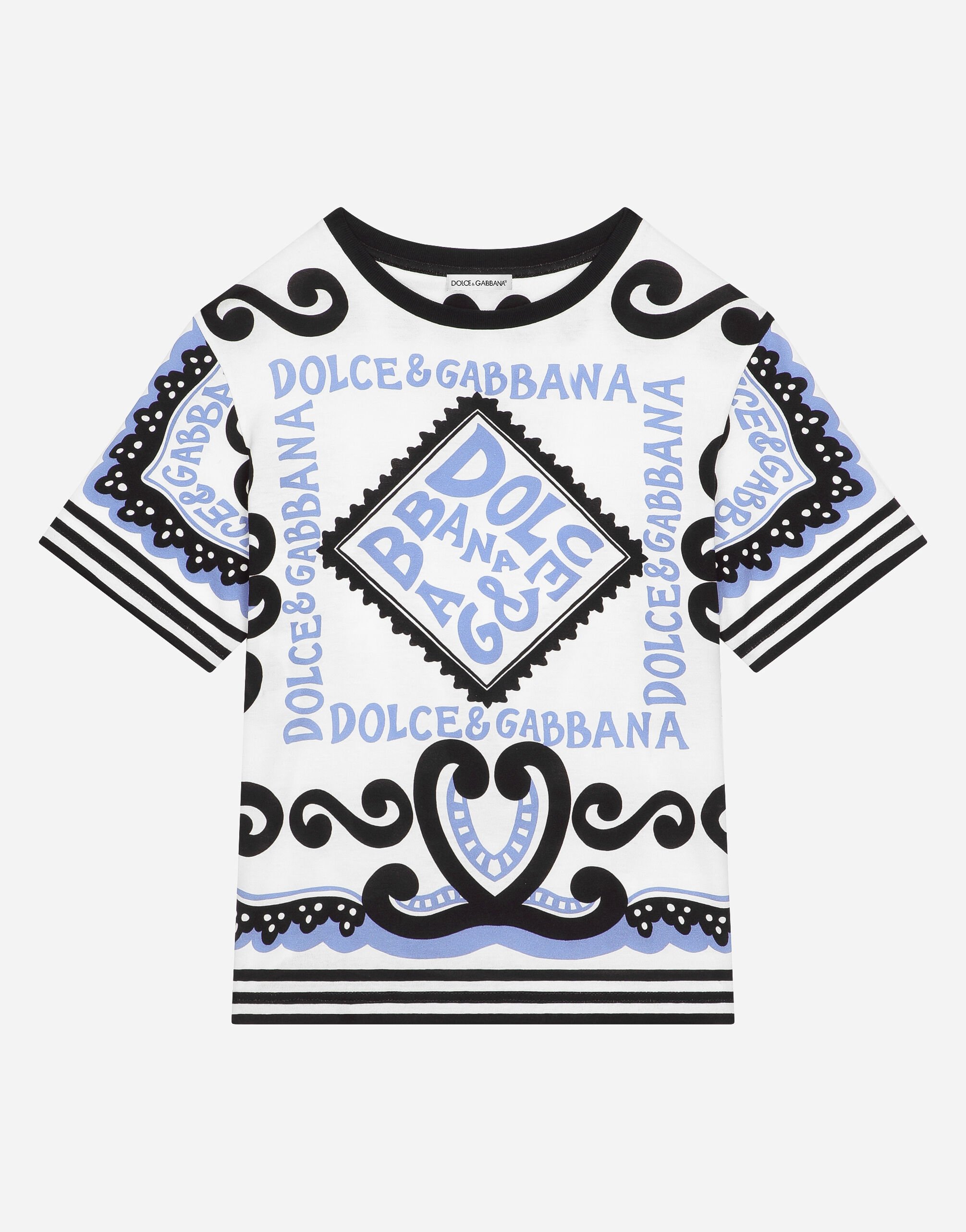 Dolce & Gabbana Camiseta de punto con estampado Marina Beige L4JWKLG7NXC