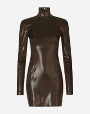 Dolce&Gabbana Short silk satin dress Brown F6R3OTFURMV
