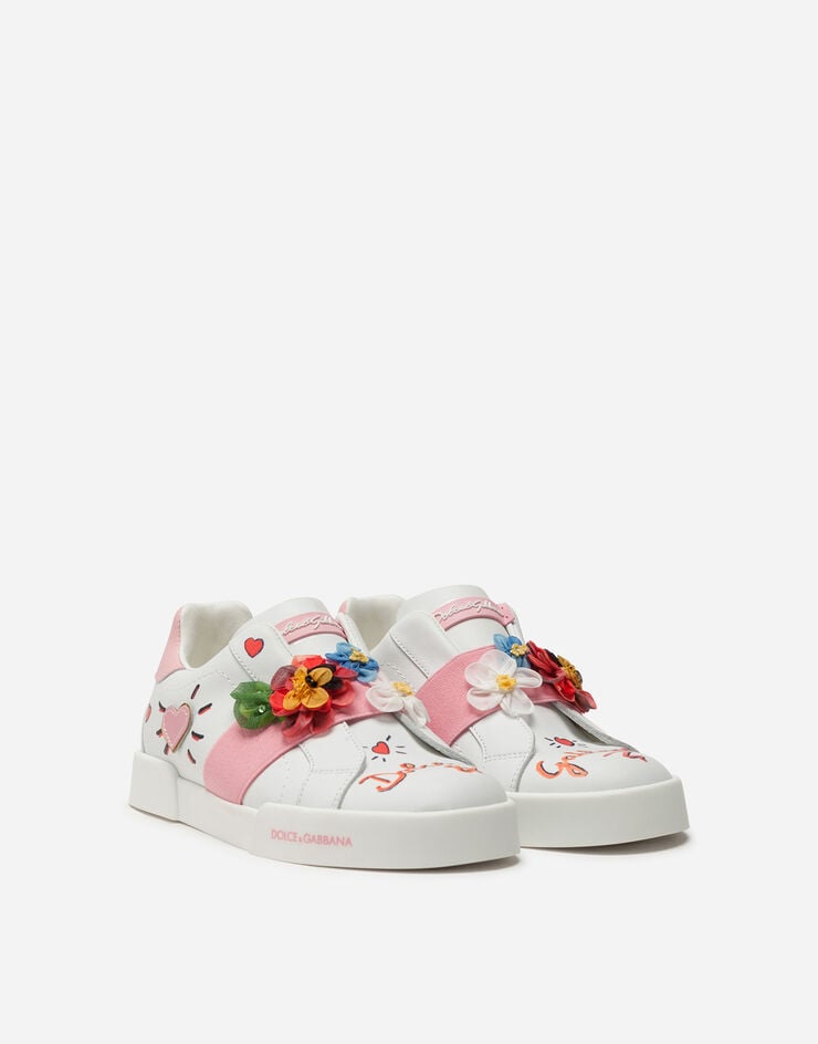 Dolce & Gabbana Portofino light sneakers in calfskin with embroidery MULTICOLORED D10937AH813