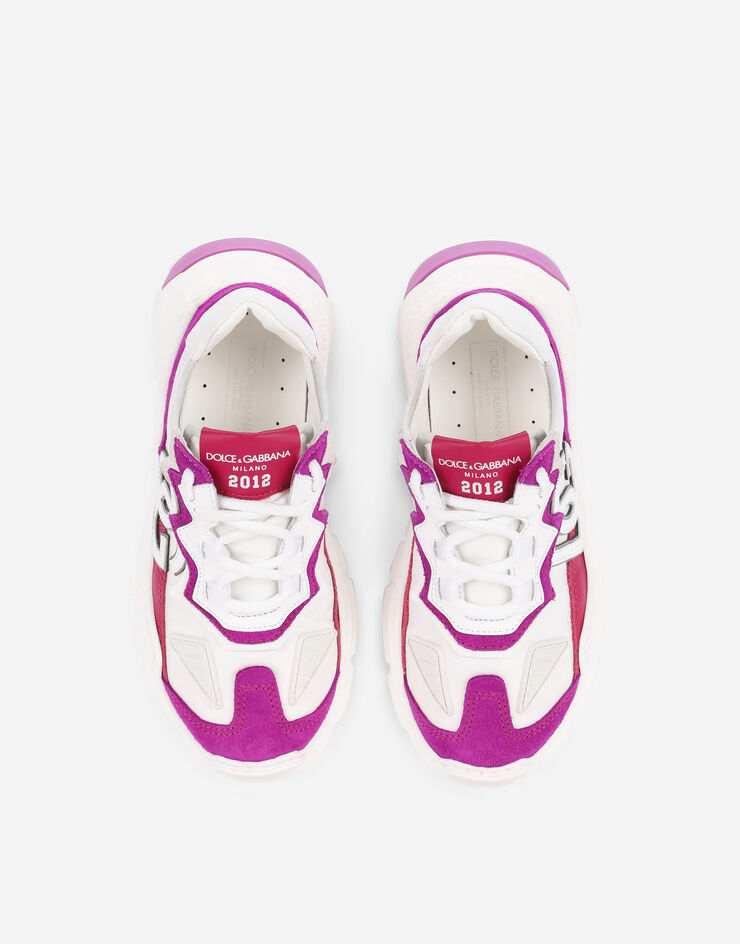 Dolce & Gabbana Nylon and leather Daymaster sneakers with DG logo White/Fuchsia D11053AQ040