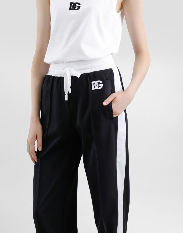 Dolce & Gabbana DG 徽标刺绣三醋酸纤维慢跑裤 黑 FTC94ZGDCX8