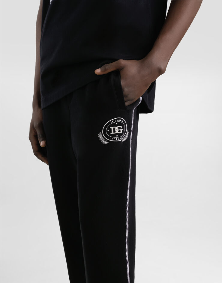 Dolce & Gabbana Jersey trousers with print and embroidery Black GVS2HZG7NON