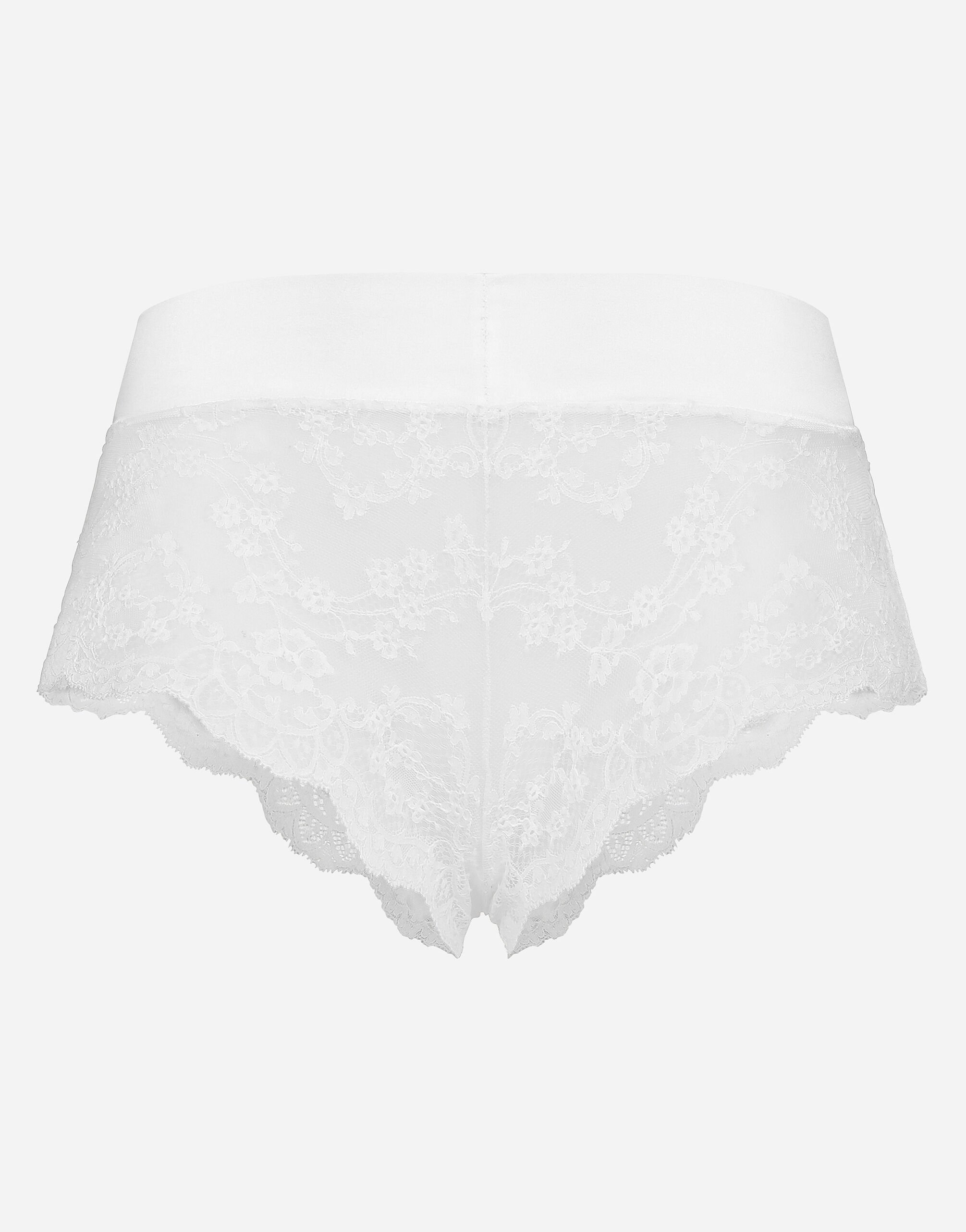 Dolce & Gabbana Culotte en dentelle avec fine ceinture en satin Noir O1G24TONQ79