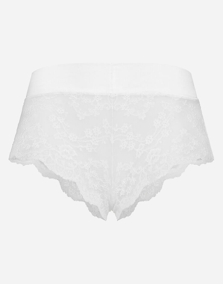 Dolce & Gabbana Lace high-waisted panties with satin waistband Bianco O2F30TONP94