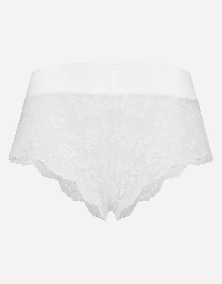 Dolce & Gabbana Panty aus Spitze mit Bund aus Satin White O2F30TONP94