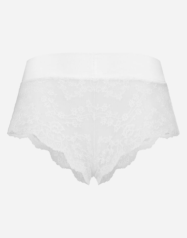 Dolce & Gabbana Lace high-waisted panties with satin waistband White O2F30TONP94
