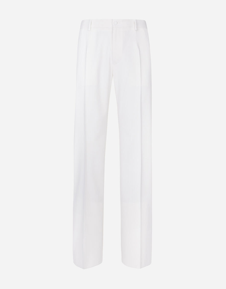 Stretch wool straight-leg pants