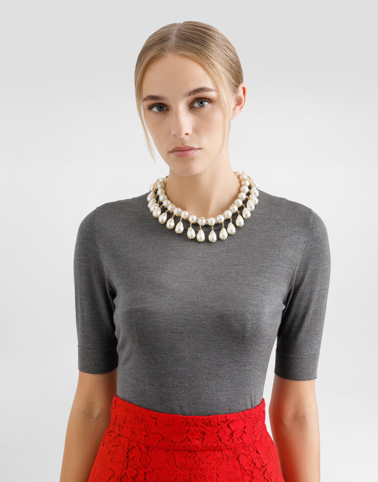 Dolce & Gabbana Choker with spheres, teardrop details and DG logo White WNR2Y2W1111