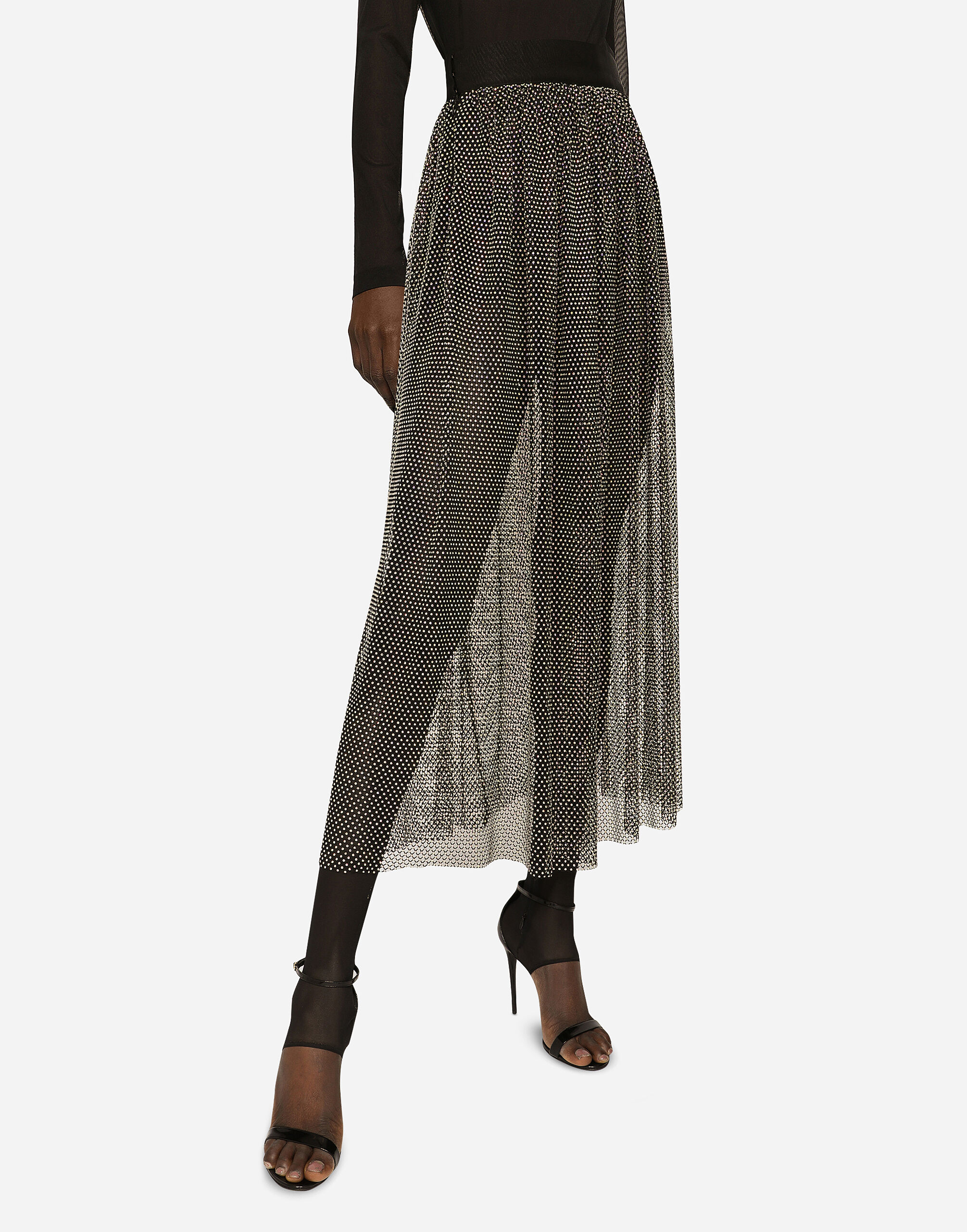 Rose-print chiffon calf-length skirt in Print for Women
