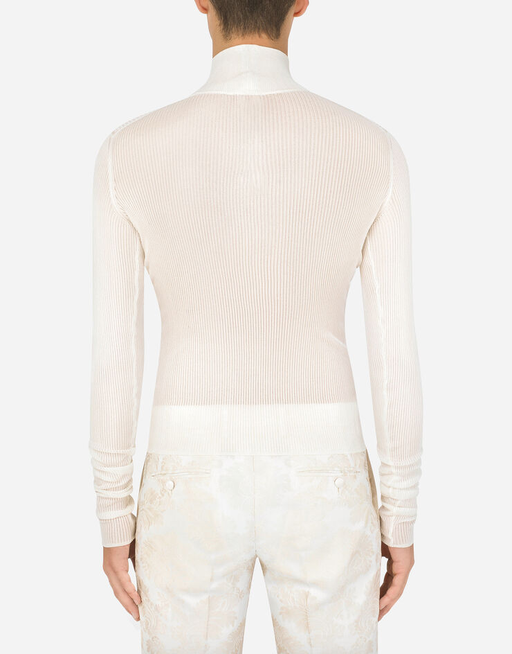 Dolce & Gabbana Ribbed viscose turtle-neck sweater White GXI53TJAIFK