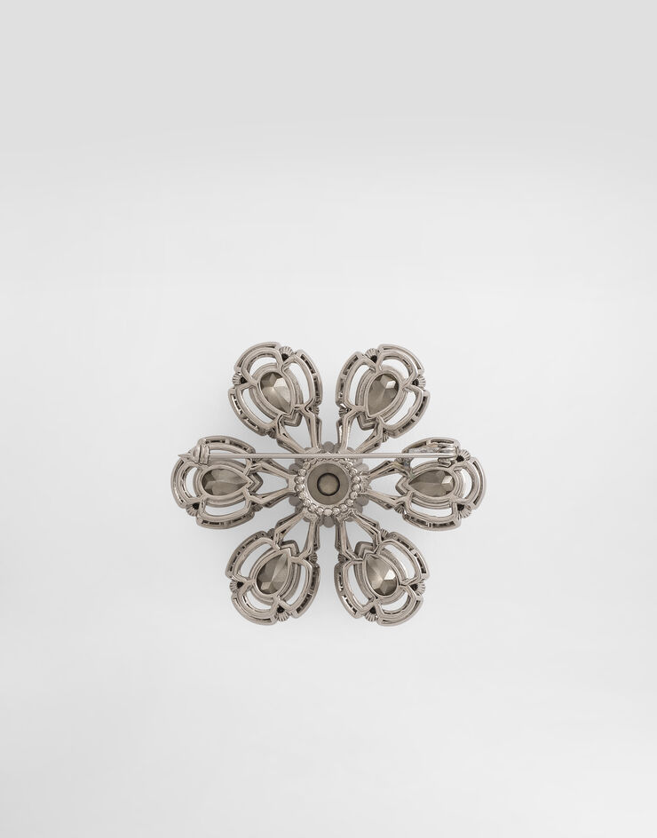 Dolce & Gabbana Sartoria floral brooch with rhinestones Silver WPS1F9W1111