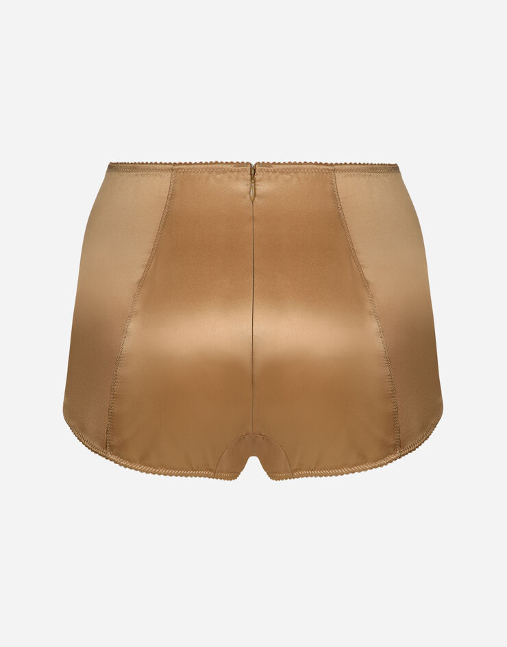 Dolce & Gabbana Satin high-waisted panties with Dolce&Gabbana tag Beige O2E87TONO13