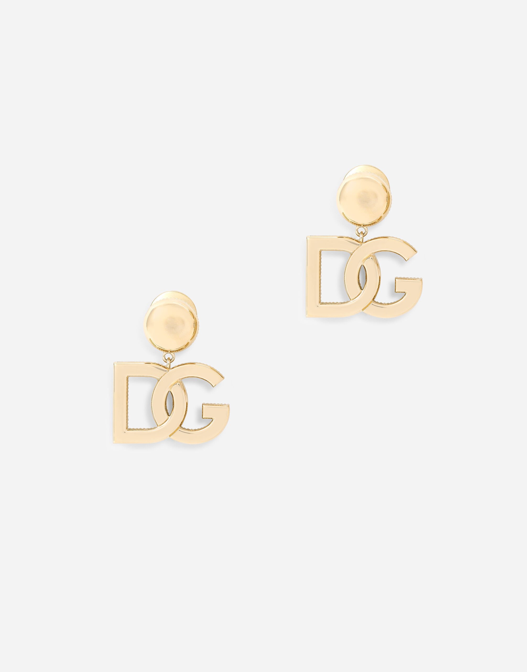 Dolce & Gabbana Logo earrings in yellow 18kt gold White WEQA1GWSPBL